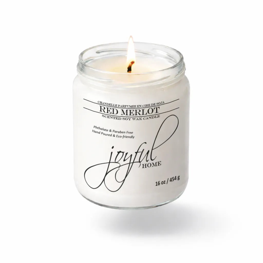 Joyful Home Red Merlot Soy Wax Candle 16oz Dye Free