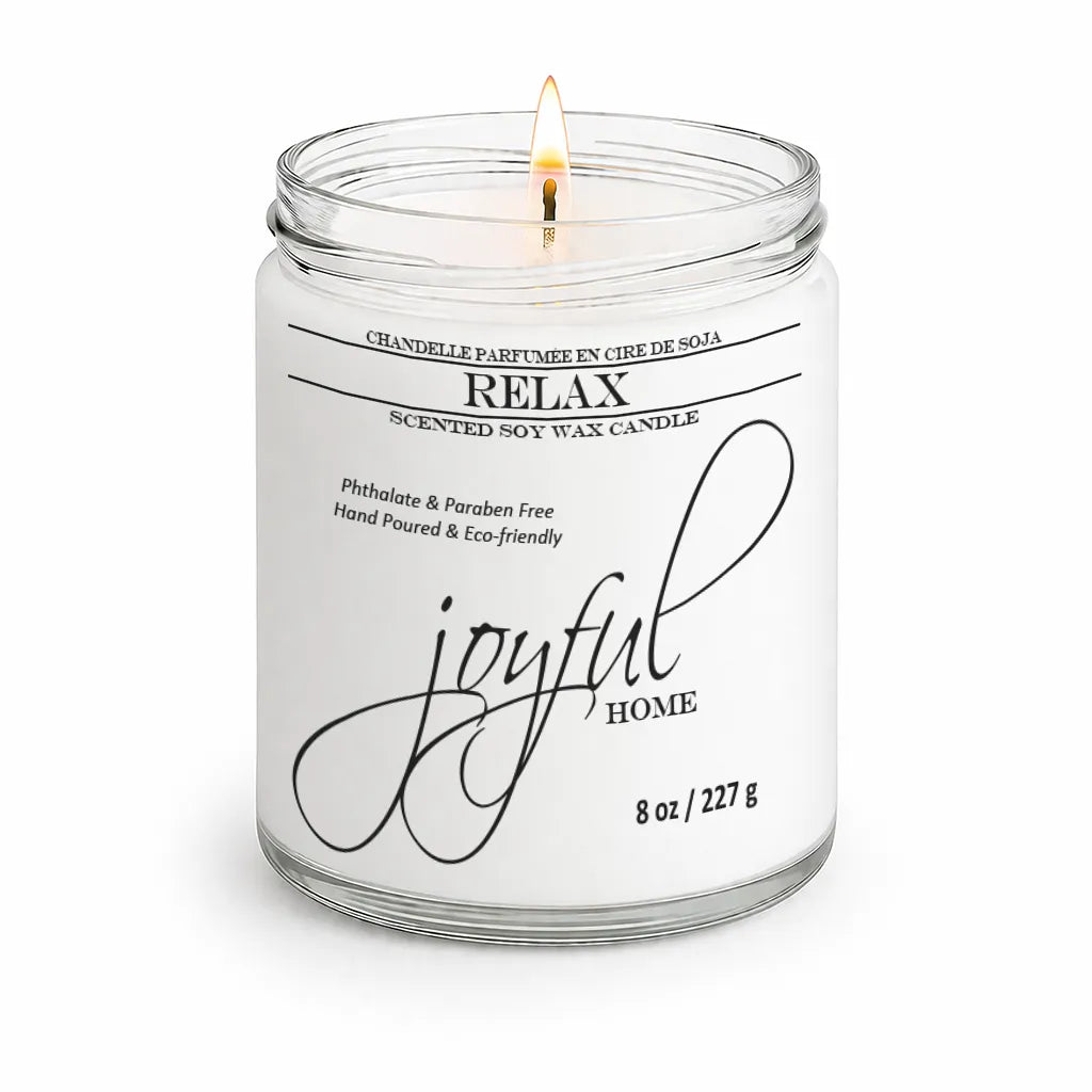 Joyful Home Relax Soy Wax Candle 8oz Dye Free