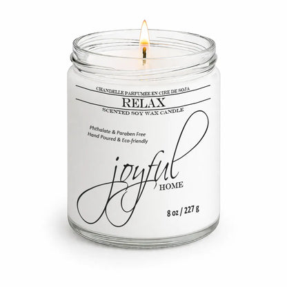 Joyful Home Relax Soy Wax Candle 8oz Dye Free