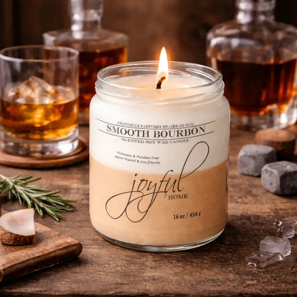 Joyful Home Smooth Bourbon Soy Wax Candle 16oz Scene
