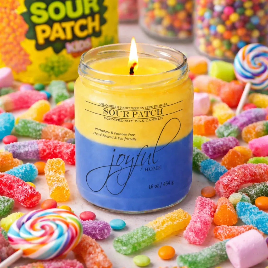 Joyful Home Sour Patch Soy Wax Candle 16oz Scene