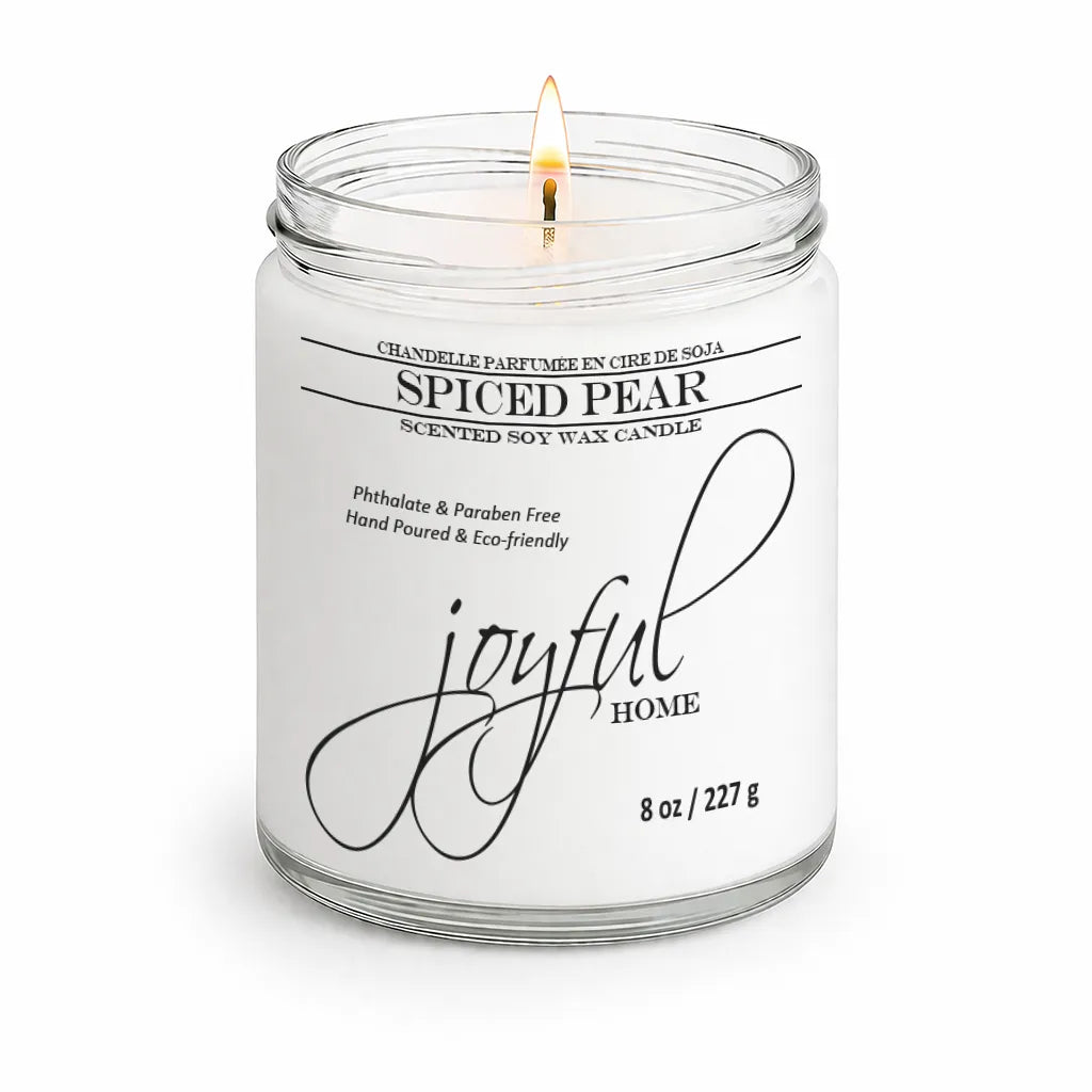 Joyful Home Spiced Pear Soy Wax Candle 8oz Dye Free