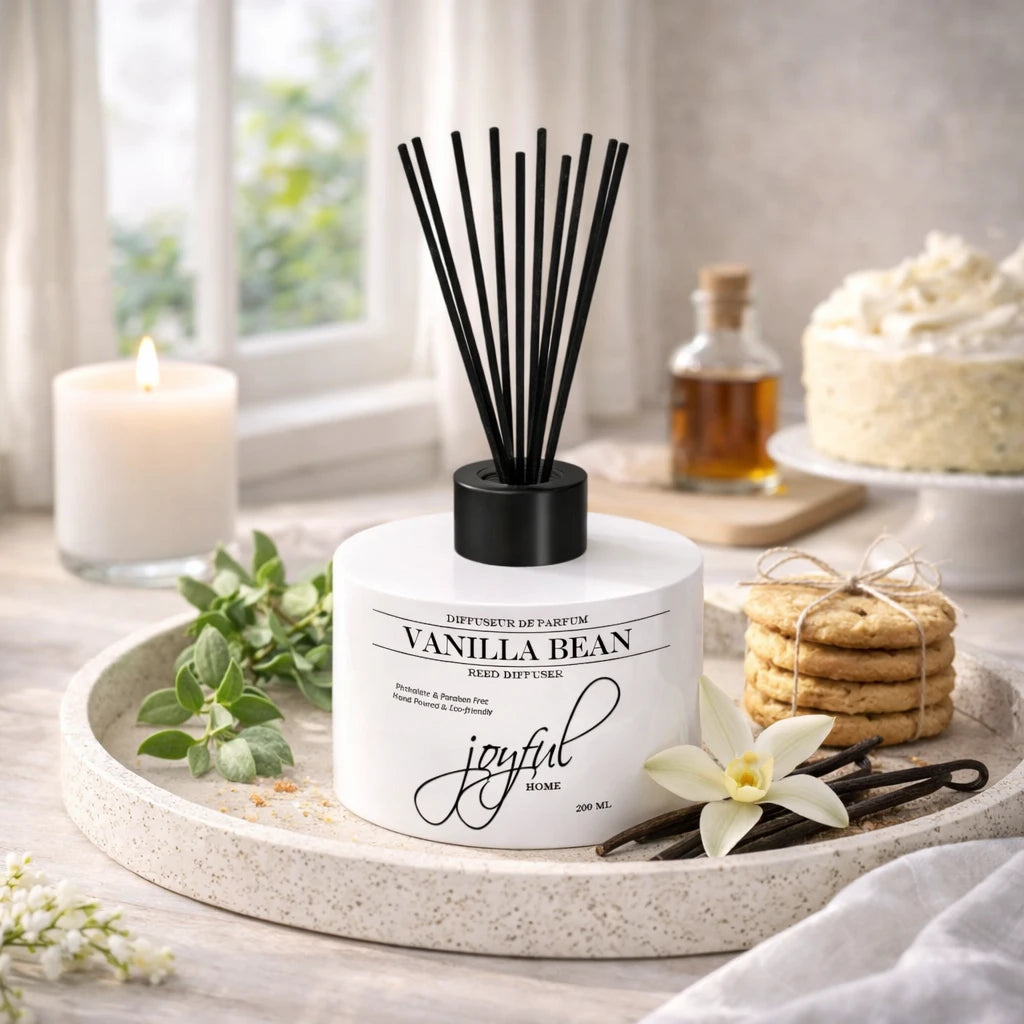 Joyful Home Vanilla Bean Reed Diffuser Scene