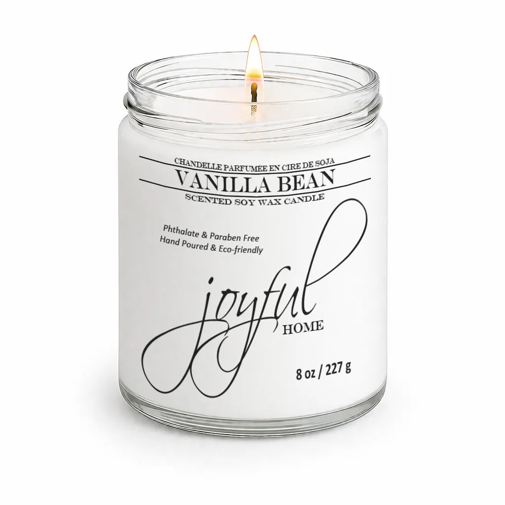Joyful Home Vanilla Bean Soy Wax Candle 8oz Dye Free