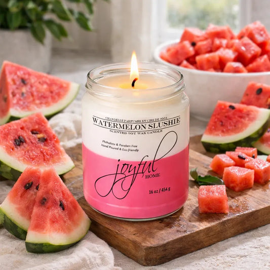 Joyful Home Watermelon Slushie Soy Wax Candle 16oz Scene