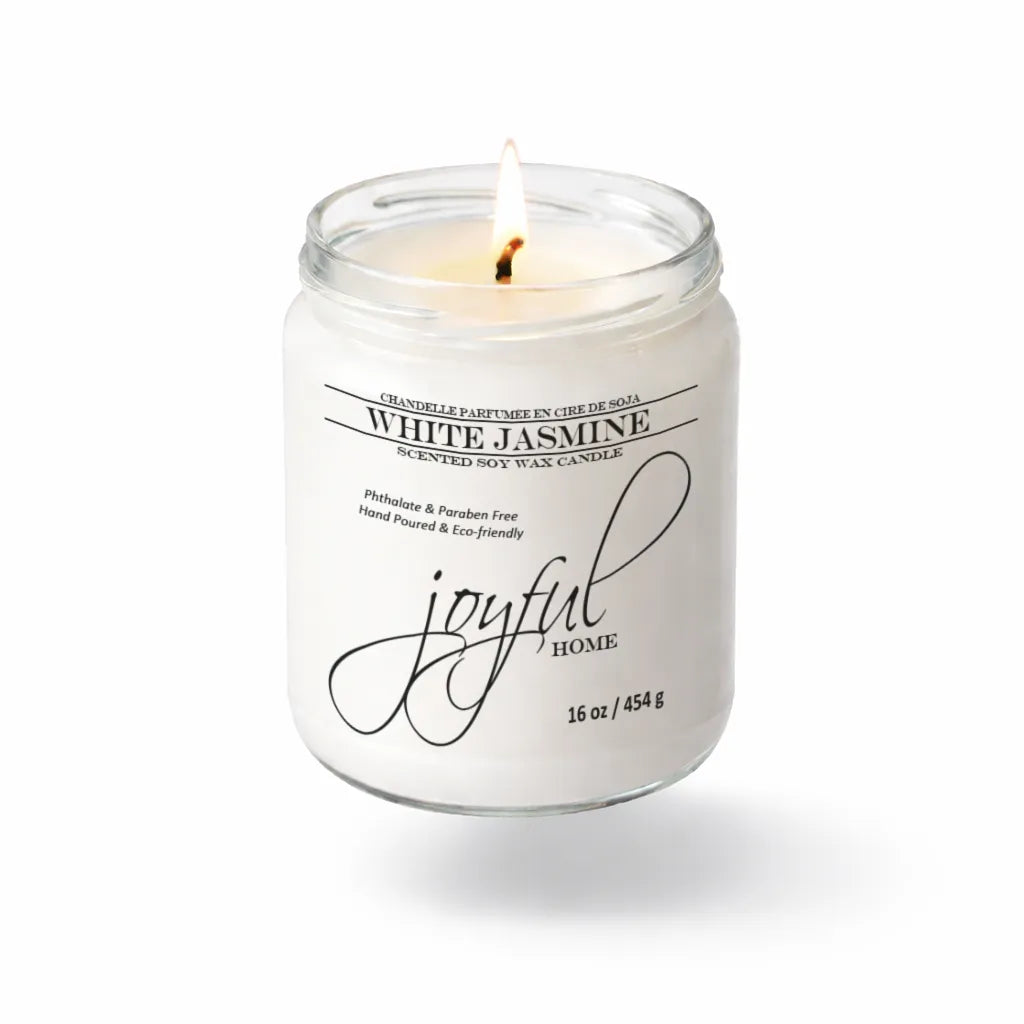 Joyful Home White Jasmine Soy Wax Candle 16oz Dye Free