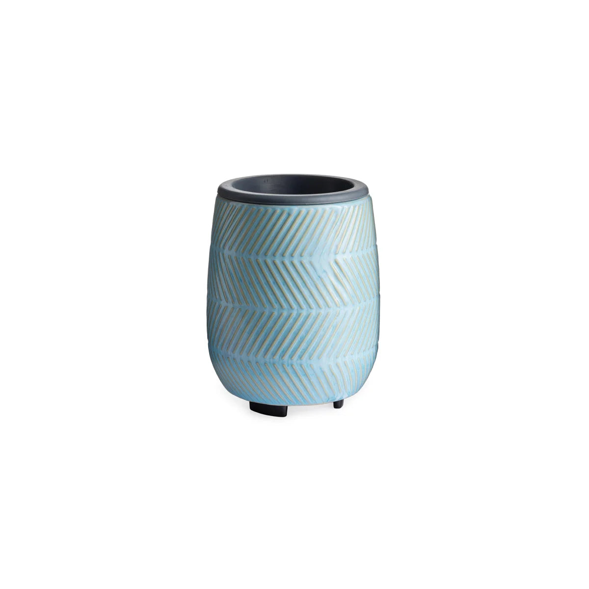 Blue Herringbone Wax Warmer with Silicone Dish