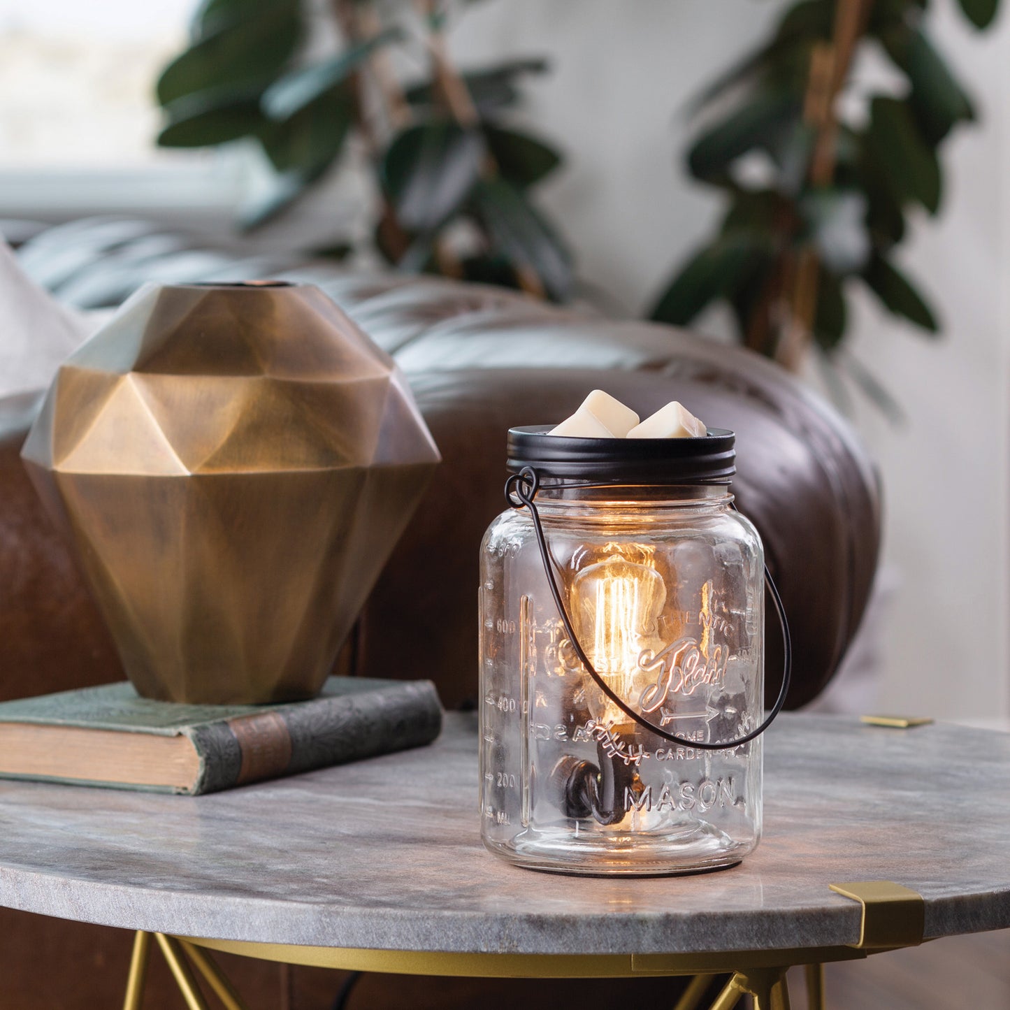 Glass Mason Jar Edison Bulb Illumination Fragrance Warmer