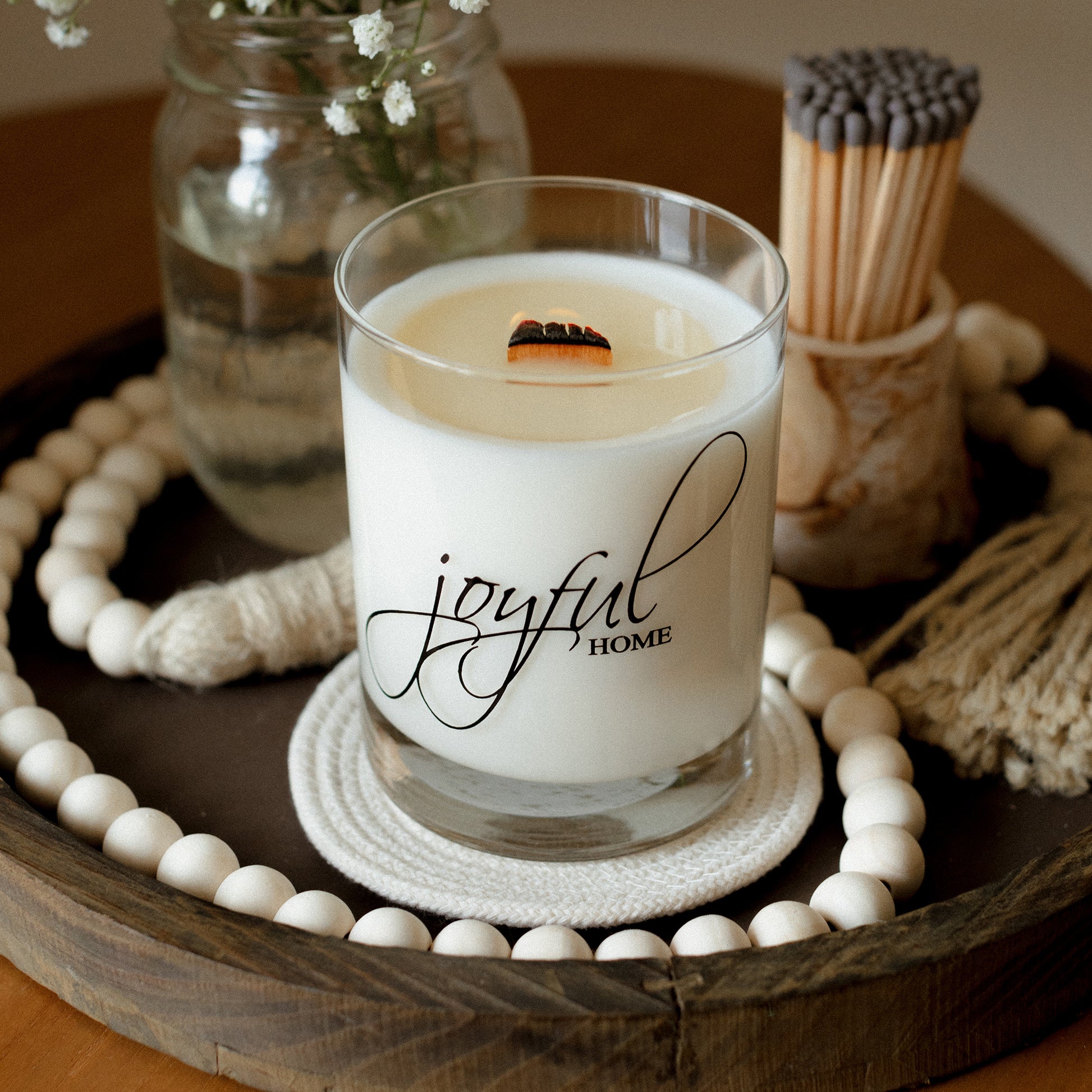 Vanilla Bean Wooden Wick Candle - Joyful Home Inc.